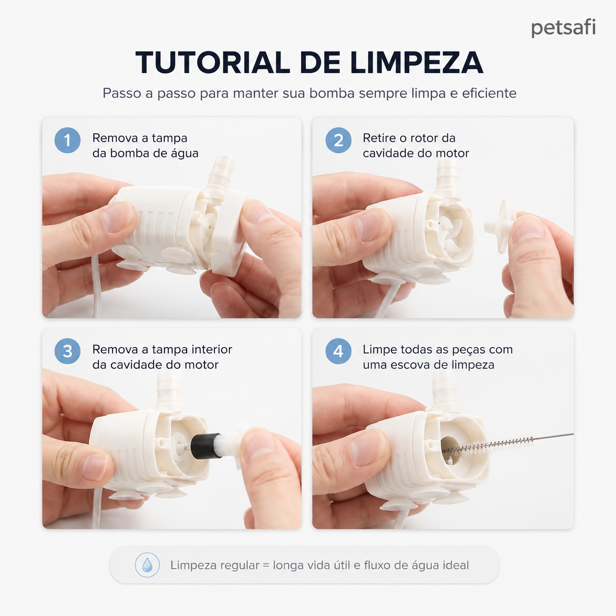 Bomba Universal USB para Fonte e Bebedouro de Pets | Silenciosa com Fluxo Ajustável