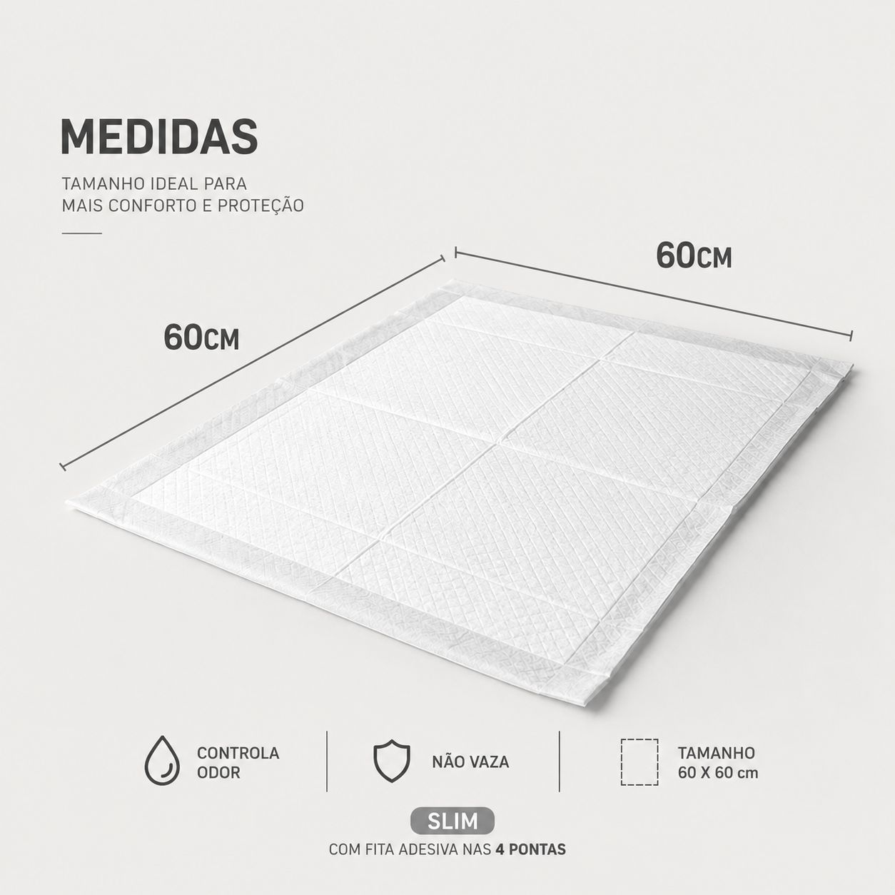 Tapete Higiênico Descartável para Cachorro Unidades 60x60 cm, 50 und - Fralda Pet Xixi Cão Pequeno Médio