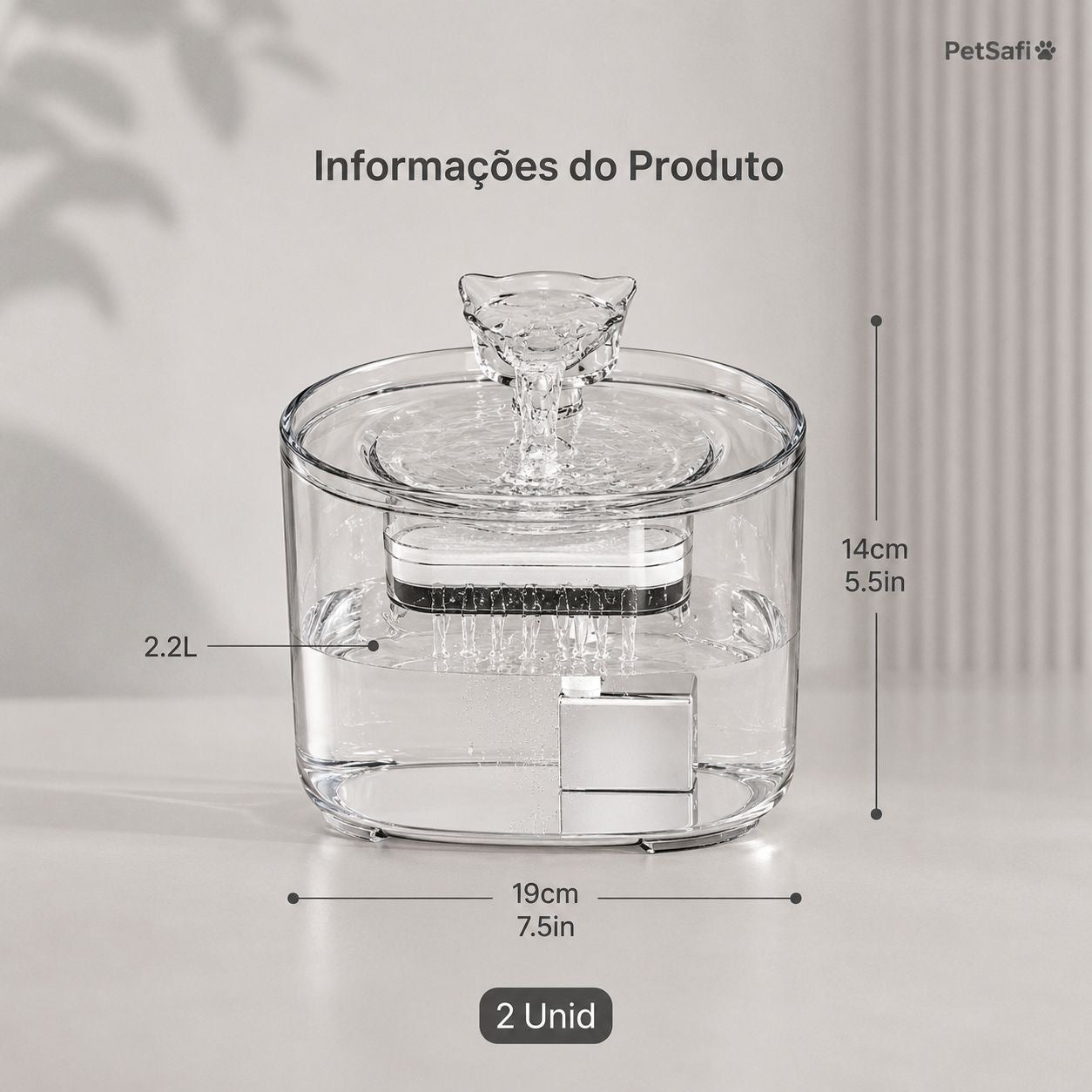 Fonte de Água Inteligente para Pets 2,2L