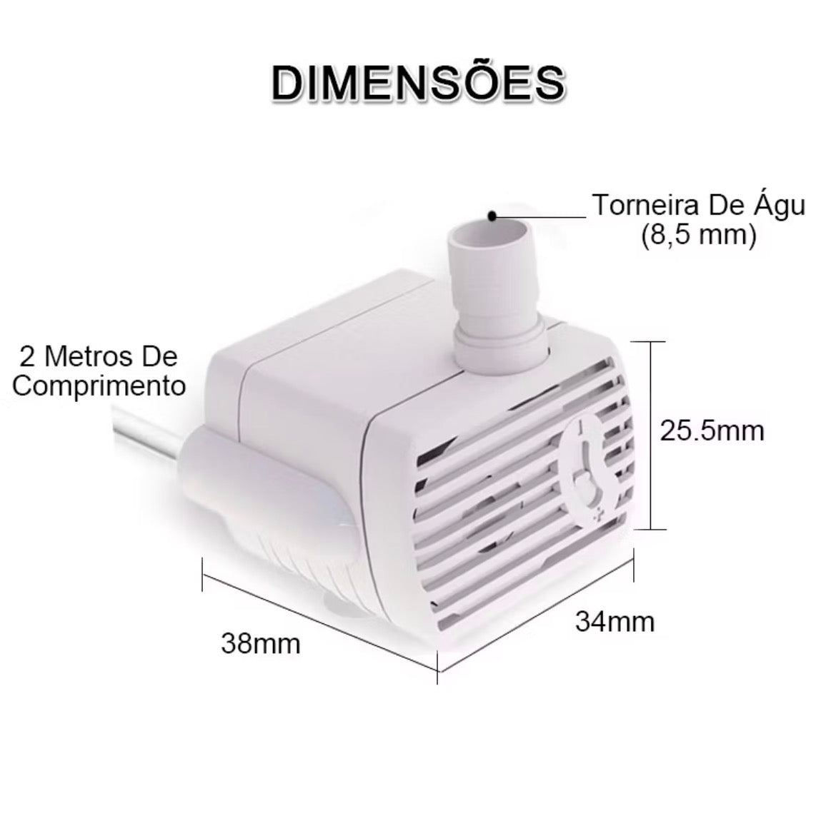 Bomba Universal USB para Fonte e Bebedouro de Pets | Silenciosa com Fluxo Ajustável