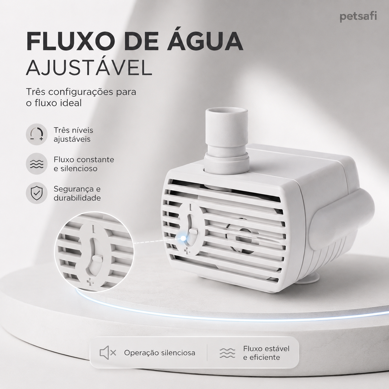 Bomba Universal USB para Fonte e Bebedouro de Pets | Silenciosa com Fluxo Ajustável
