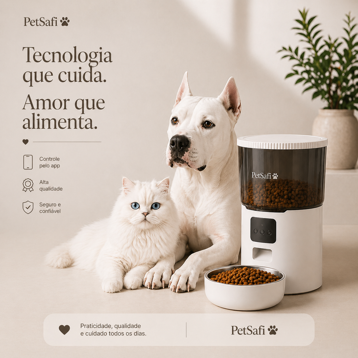 Comedouro Automático Inteligente PetSafi 4L com Controle via App