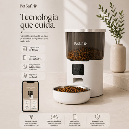 Comedouro Automático Inteligente PetSafi 4L com Controle via App