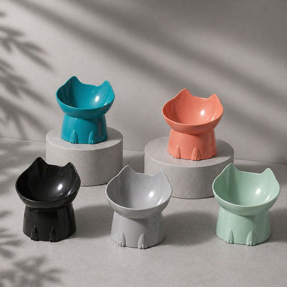 Tigela Elevada para Gatos Antiderrapante com Inclinação Ergonômica