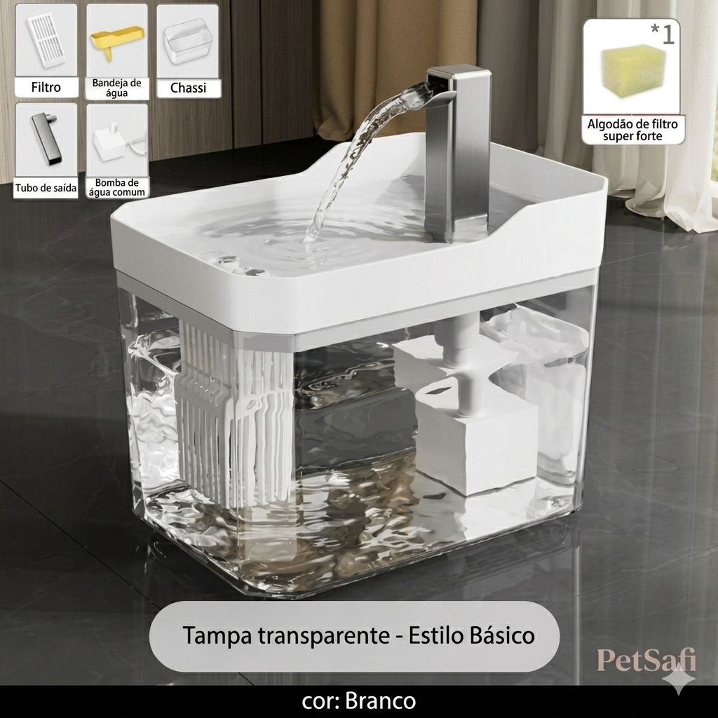 Fonte de Água para Gatos com Filtro – Dispensador USB Silencioso com Circulação Contínua para Pets