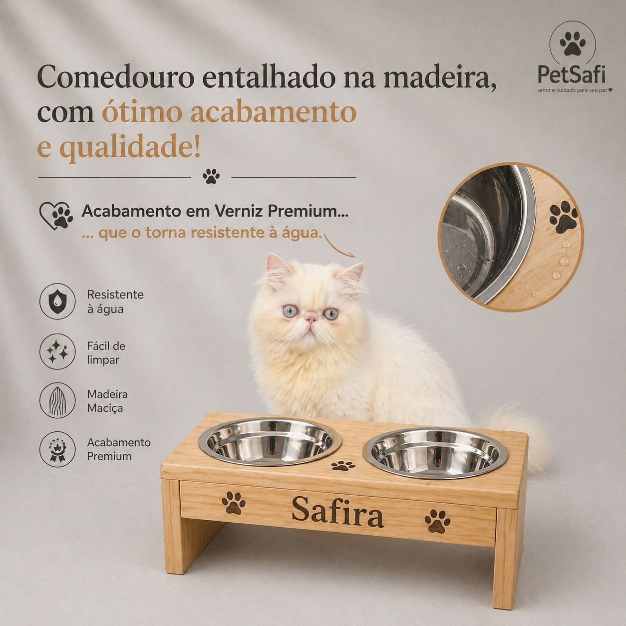 Comedouro Elevado Personalizado | Conforto, Saúde e Nome do Seu Pet