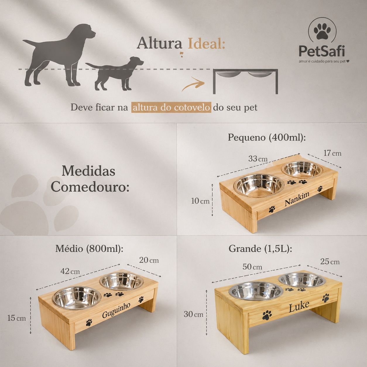 Comedouro Elevado Personalizado | Conforto, Saúde e Nome do Seu Pet