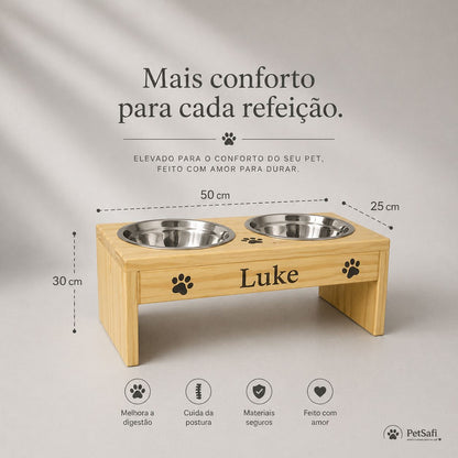 Comedouro Elevado Personalizado | Conforto, Saúde e Nome do Seu Pet