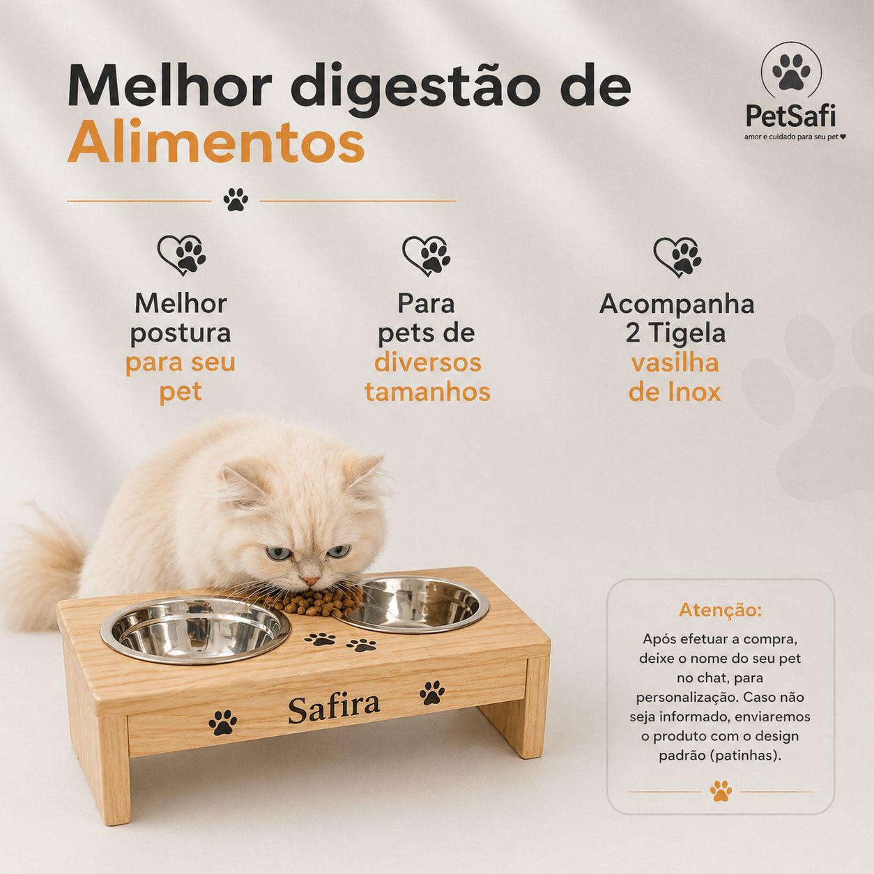 Comedouro Elevado Personalizado | Conforto, Saúde e Nome do Seu Pet