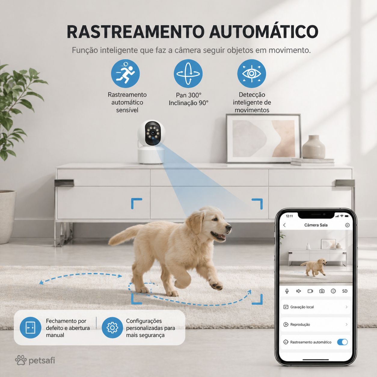 Câmera Inteligente Premium para Pets | Monitoramento 360°, Áudio e Visão Noturna pelo App