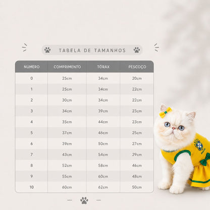 Vestido Brasil Premium para Pets Copa do Mundo
