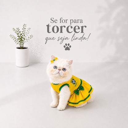 Vestido Brasil Premium para Pets Copa do Mundo