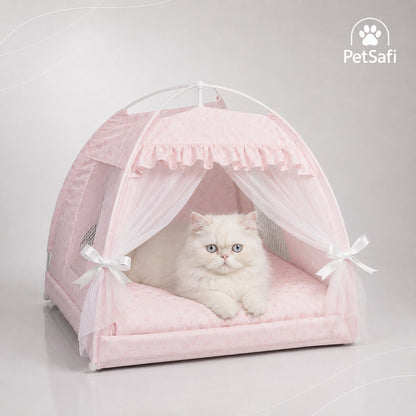 Tenda Aconchegante de Renda para Pets – O Ninho Perfeito para Gatos e Cachorros