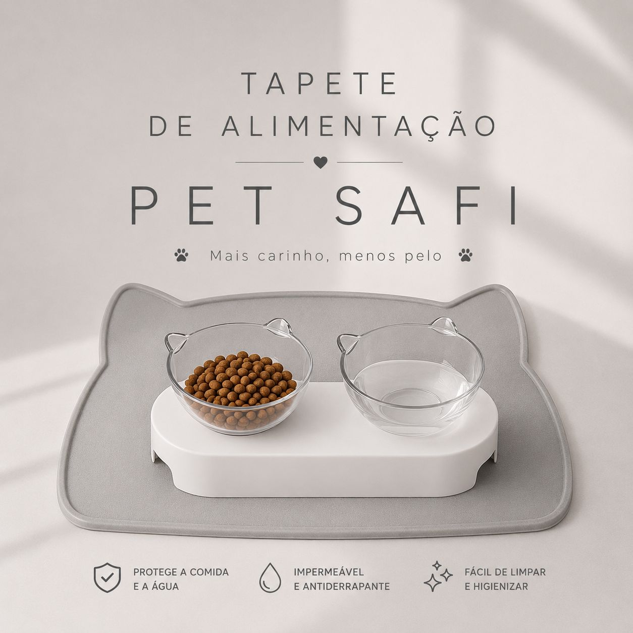 Tapete Impermeável para Alimentação Pet Antiderrapante para Cães e Gatos Fácil de Limpa
