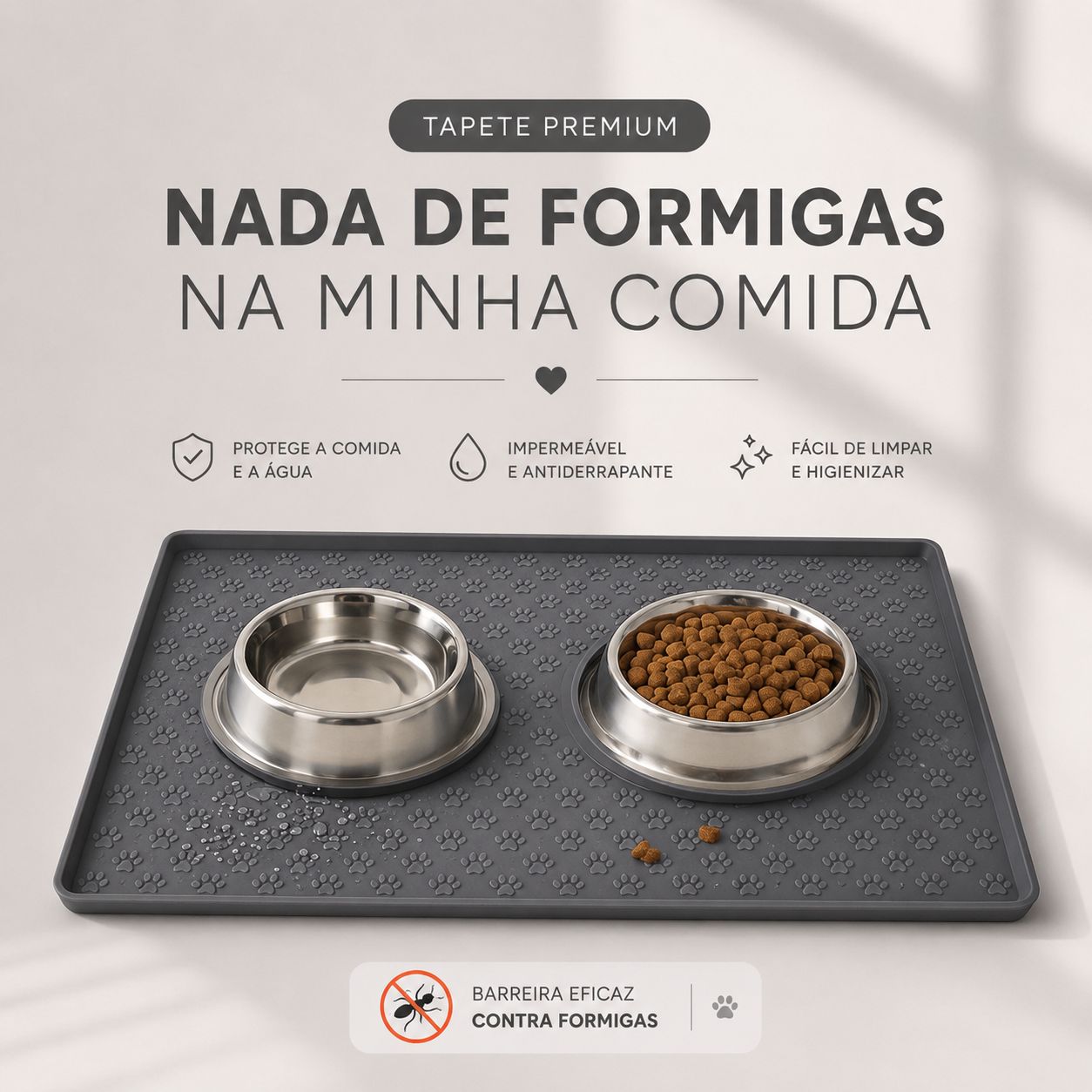 Tapete de Alimentação para Pets em Silicone Antiderrapante e Impermeável