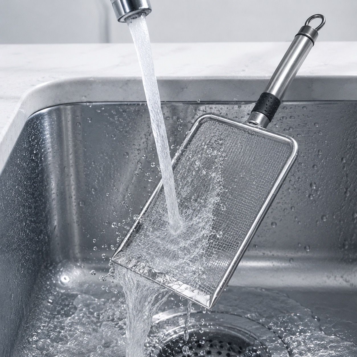 Pá Peneira Higiênica em Aço Inox para Caixa de Areia