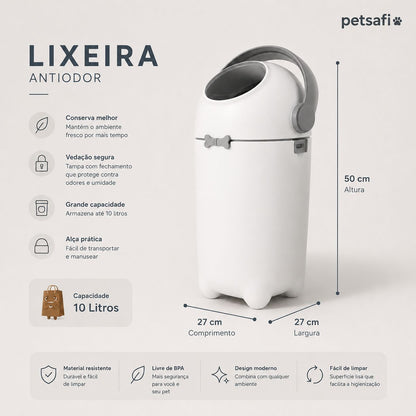 Lixeira Antiodor para Pets | Descarte de Areia, Fezes e Tapete Higiênico sem Mau Cheiro