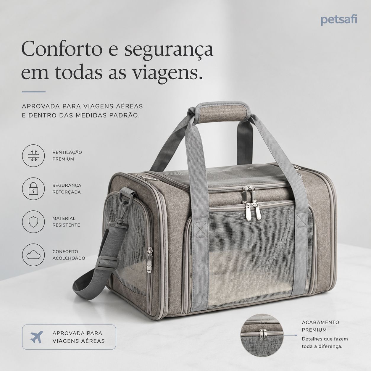Bolsa Mala De Viagem Para Pet Transporte Aéreo Cães e Gatos Premium