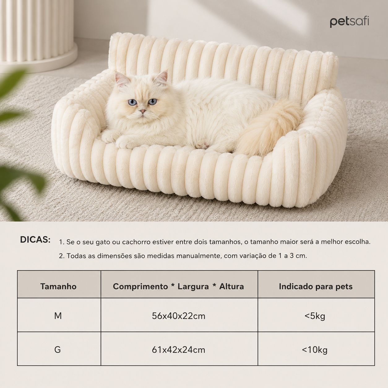 Sofá Fofo para Gatos PetSafi – Cama Luxo em Veludo Premium