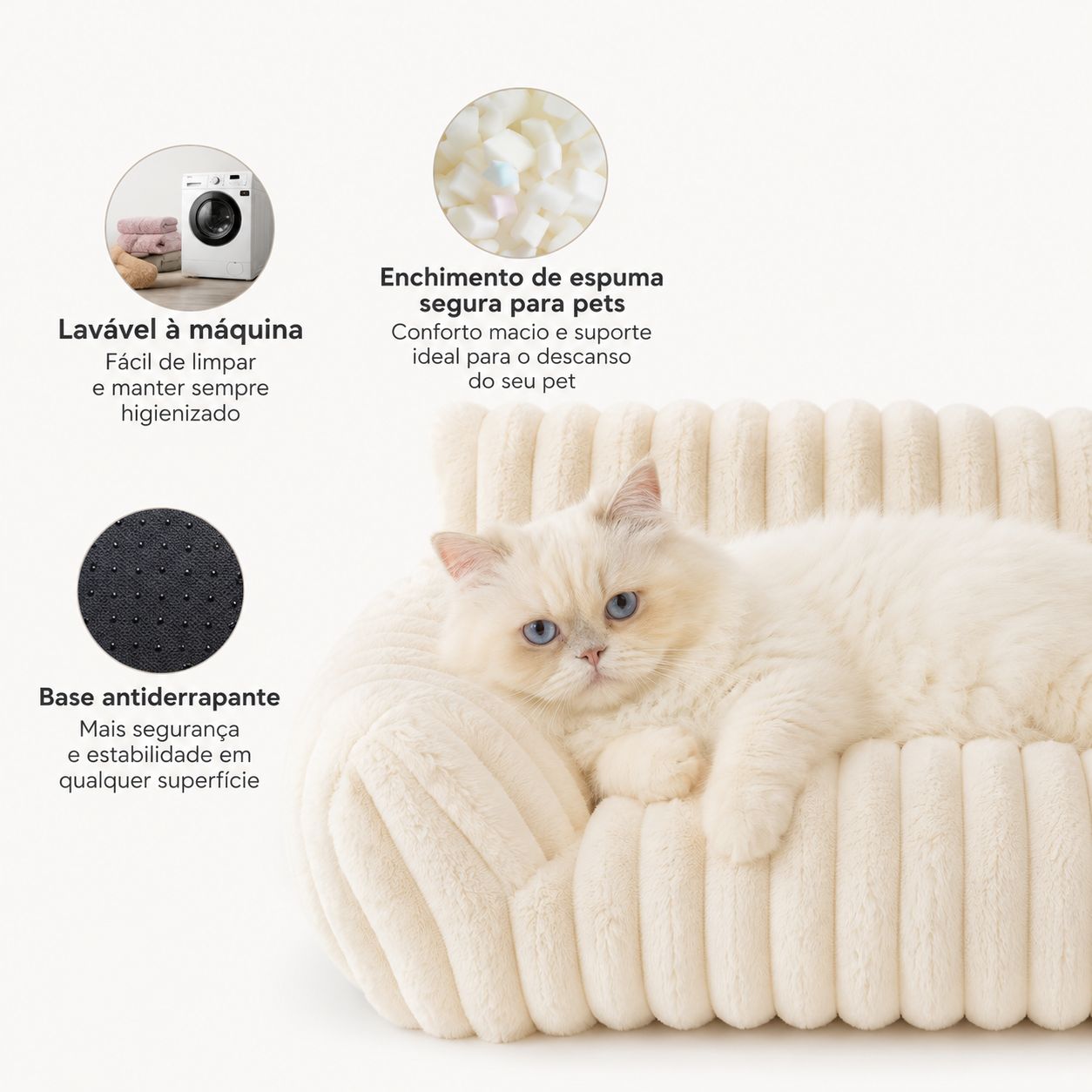 Sofá Fofo para Gatos PetSafi – Cama Luxo em Veludo Premium