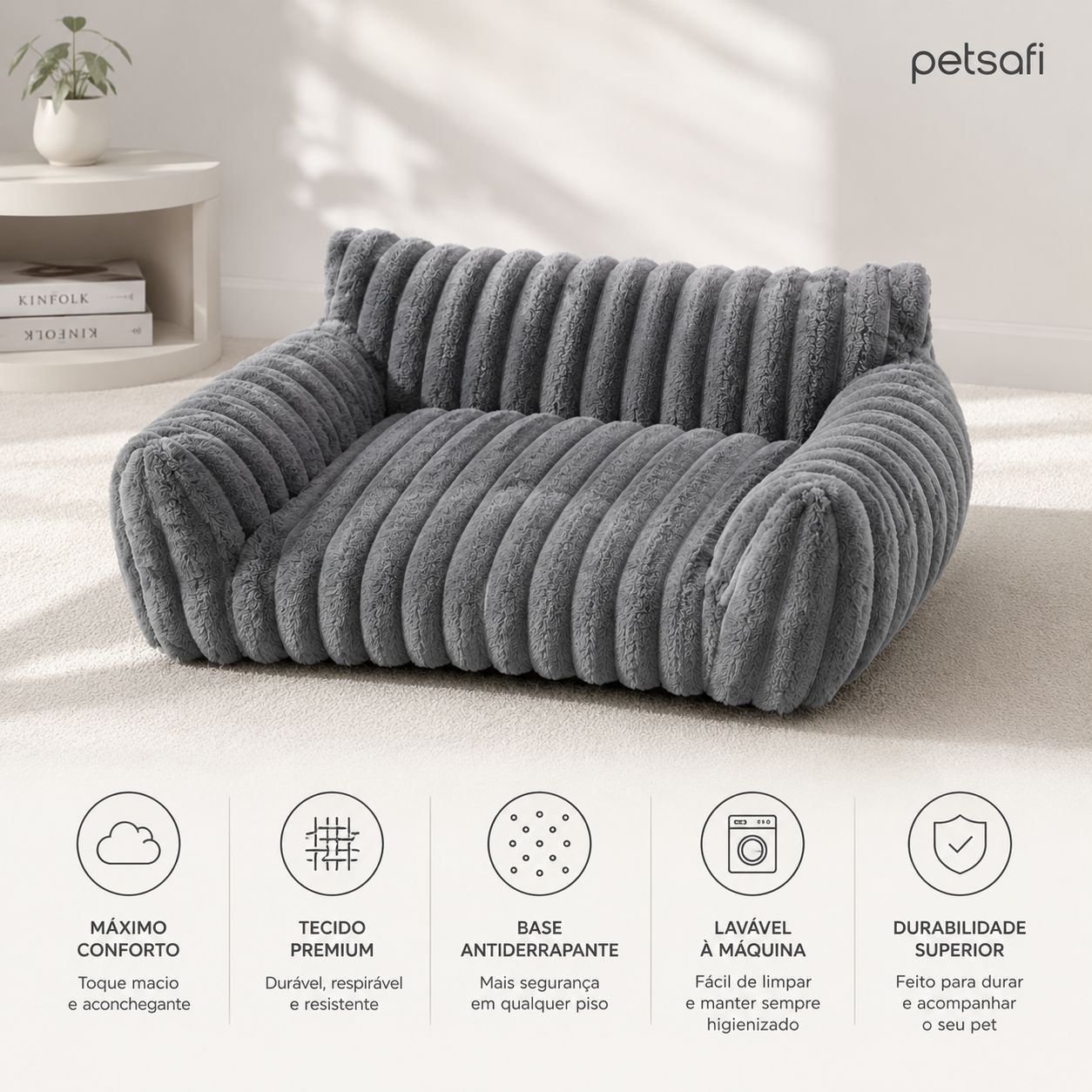 Sofá Fofo para Gatos PetSafi – Cama Luxo em Veludo Premium