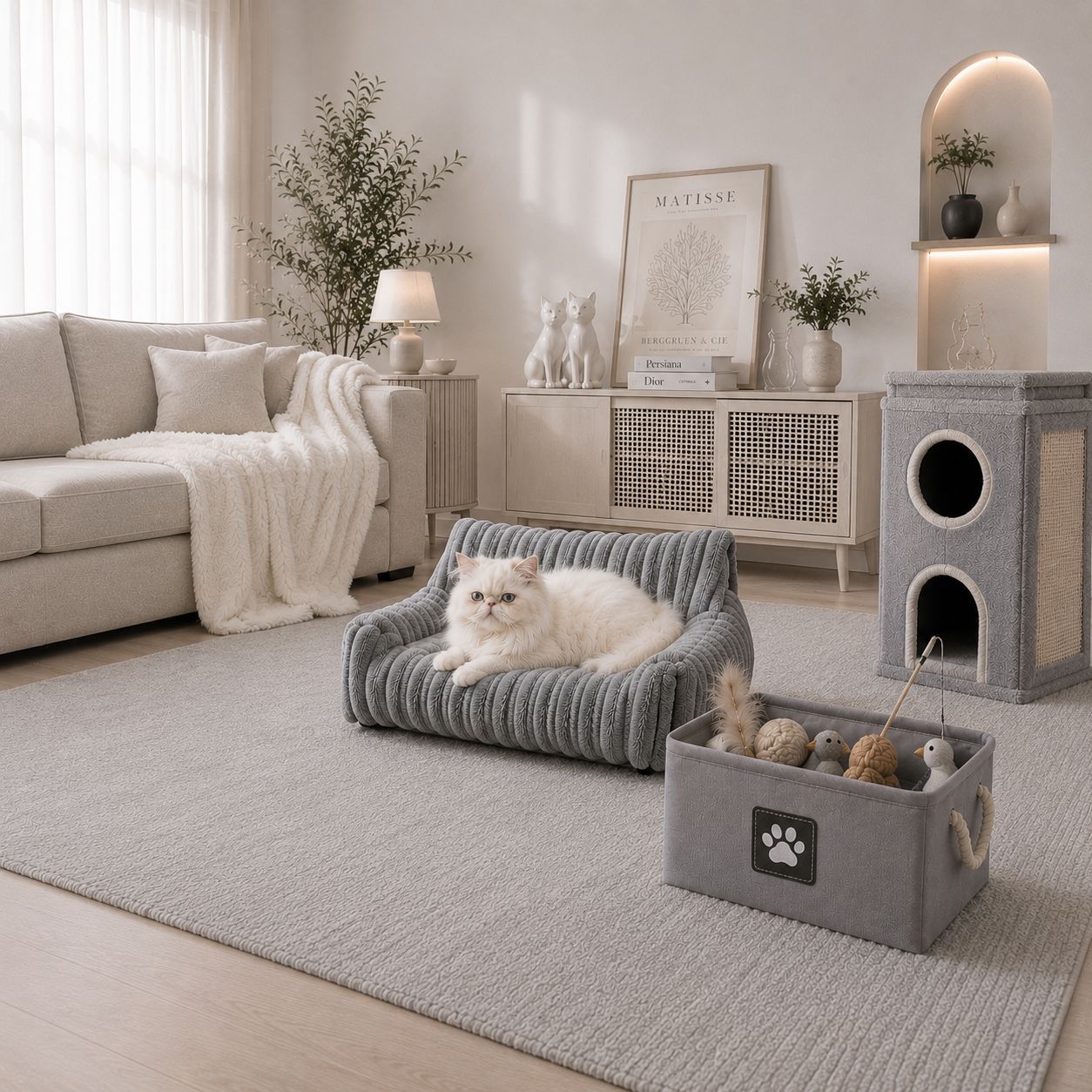 Sofá Fofo para Gatos PetSafi – Cama Luxo em Veludo Premium