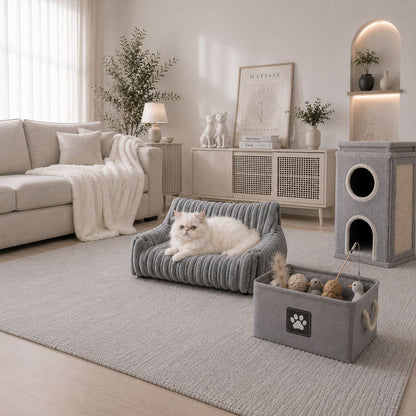 Sofá Fofo para Gatos PetSafi – Cama Luxo em Veludo Premium