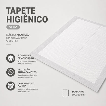 Tapete Higiênico Descartável para Cachorro Unidades 60x60 cm, 50 und - Fralda Pet Xixi Cão Pequeno Médio