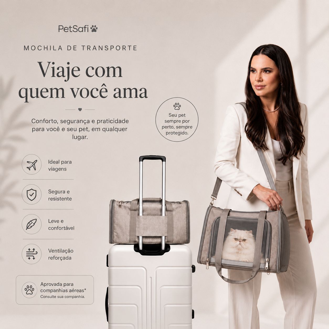 Bolsa Mala De Viagem Para Pet Transporte Aéreo Cães e Gatos Premium