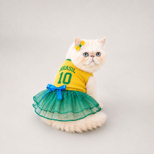Vestido Brasil Premium para Pets Copa do Mundo