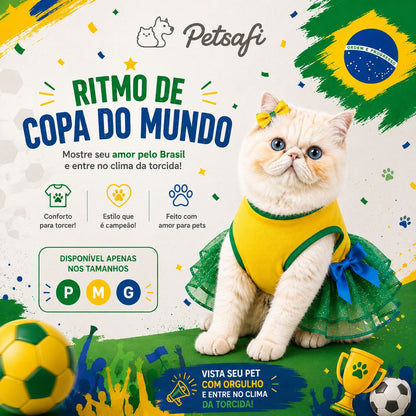 Vestido Brasil Premium para Pets Copa do Mundo