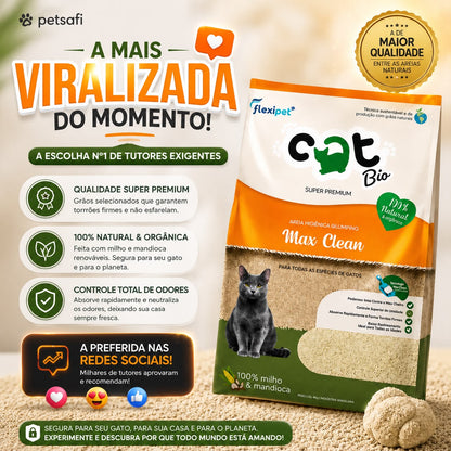 Areia Higiênica CatBio Max Clean para Gatos 4kg | 100% Natural Milho e Mandioca